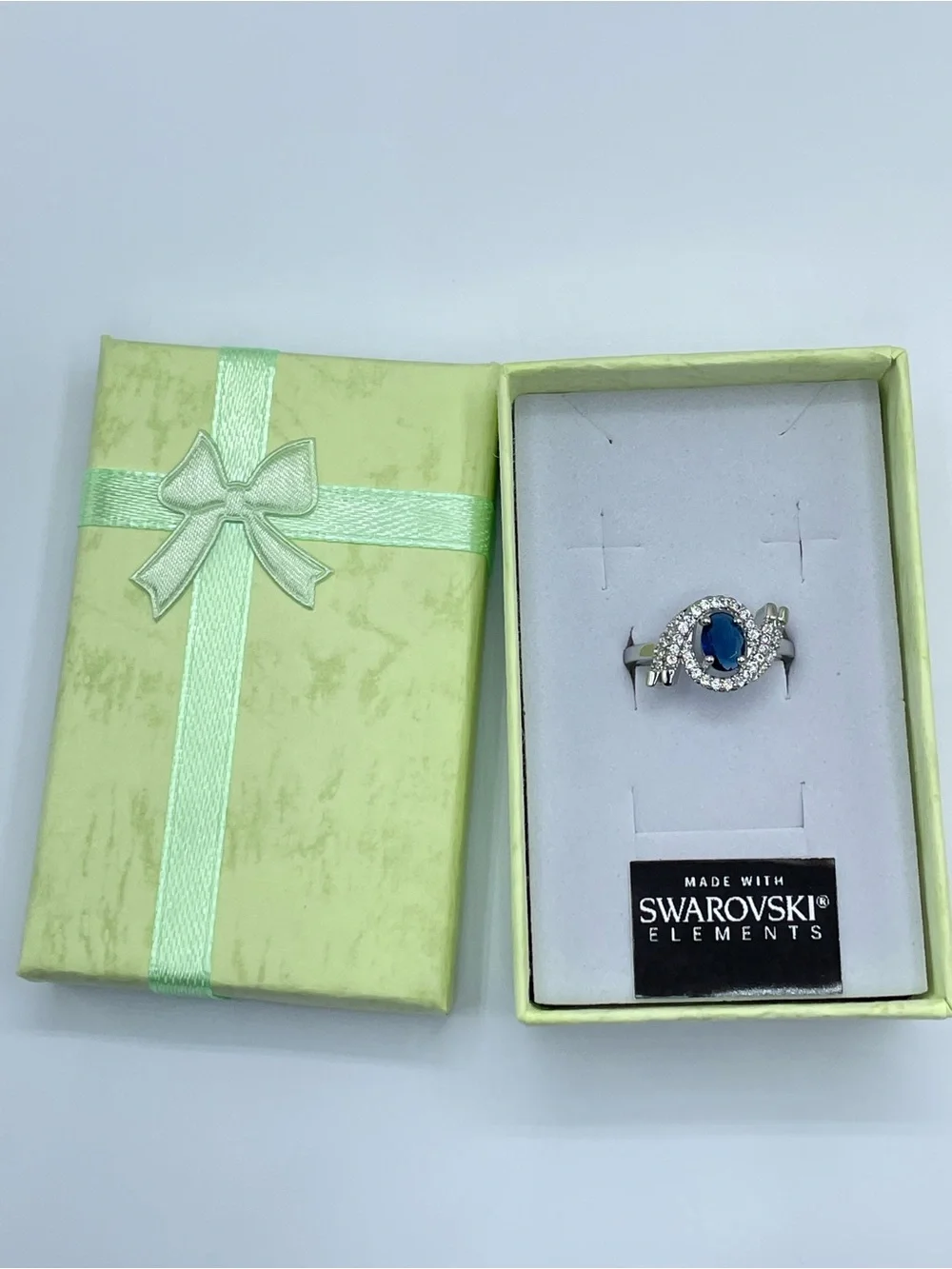 Swarovski Crystal Elements Sapphire Blue Swarovski Elements Halo Ring Size 7
